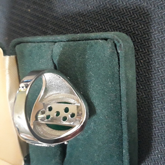 Sterling Silver Green Jade with Dragon Men's Ring sz 9 (Large) - Picture 8 of 8